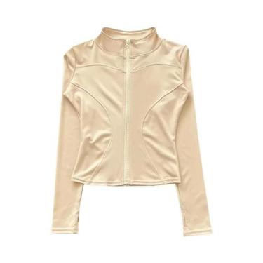 Imagem de Jaqueta Feminina De Treino De Secagem Rápida Com Elastano, Manga Longa