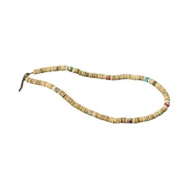 Imagem de Colar Masculino Retrô De Fibra De Coco E Madeira Com Contas De Pedra D