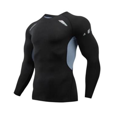 Imagem de Camiseta De Compressão Masculina De Manga Longa, Camiseta Esportiva Co