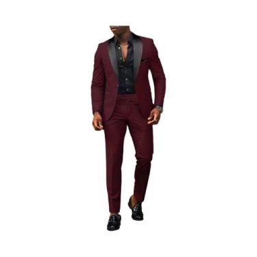 Imagem de Conjunto De Terno Slim Fit Masculino De 2 Peças Com Botão Único Para C
