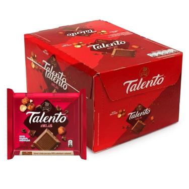 Imagem de Caixa 12 Tablete Chocolate Talento Ao Leite Com Avelã 85g Garoto Nestlé