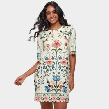 Imagem de Vestido Tshirt Farm Jardim Beleza, Bege, G