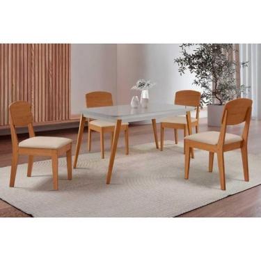 Imagem de Conjunto: Mesa de Cozinha Havana Curvo 120cm + 4 Cadeiras Havana Natur