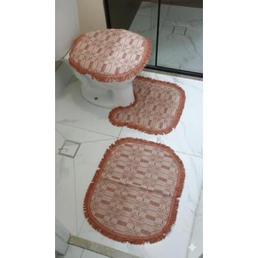 Imagem de Jogo Tapete Para Banheiro 3 Peças Luxo De Algodão - Sem Marca, Telha