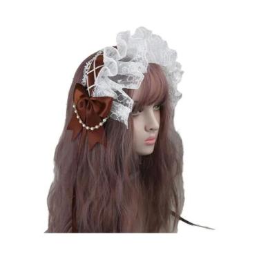 Imagem de Tiara De Cabelo Feminina Estilo Lolita Doce Com Babados, Laço De Renda