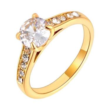 Imagem de Anel De Noivado Feminino Em Aço Inoxidável Com Zircônia Cúbica, Joia D