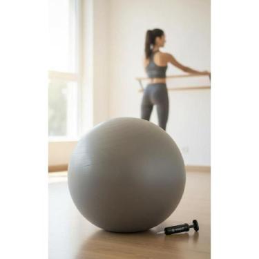 Imagem de Bola Suiça 65cm Cinza Pilates Yoga - Segurança Anti-Explosão - Congrat