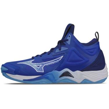 Imagem de Tênis de Vôlei Mizuno Wave Momentum 3 Mid, Azul, 37