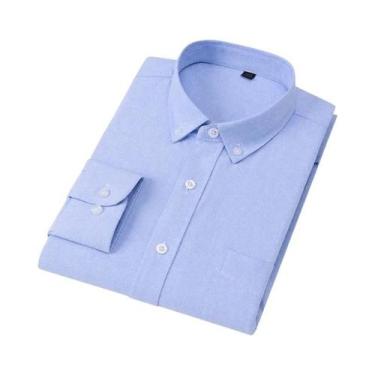 Imagem de Camisa Oxford Masculina De Manga Longa 100% Algodão Macia Confortável 