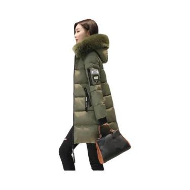 Imagem de Parka Feminina De Inverno Com Capuz E Gola De Pelo Preto, Com Bolsos C