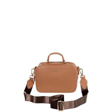 Imagem de Bolsa Transversal Pequena 2 Compartimentos Sestini Monograma Marrom - 