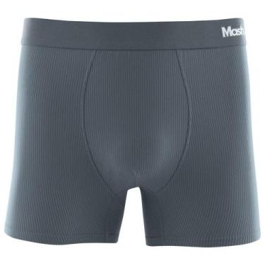 Imagem de Cueca Boxer Risca de Giz Mash Masculina Microfibra Elástico, Cinza méd