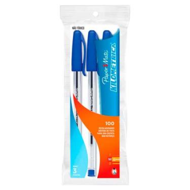 Imagem de Caneta Esferográfica Papermate Km 100 Retrátil 1.0mm Azul com 3 Unidad