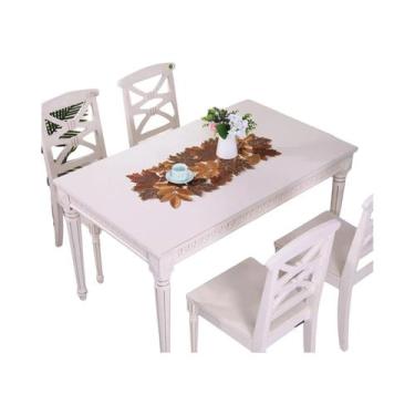 Imagem de Caminho De Mesa Com Folhas De Bordo Marrons Para O Outono, Design Rúst