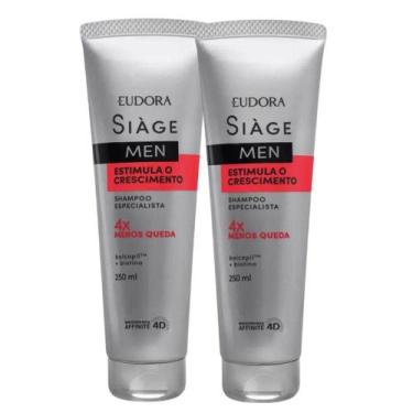 Imagem de Kit 2 Shampoo Antiqueda Estimula O Crescimento Masculino 250ml Eudora 