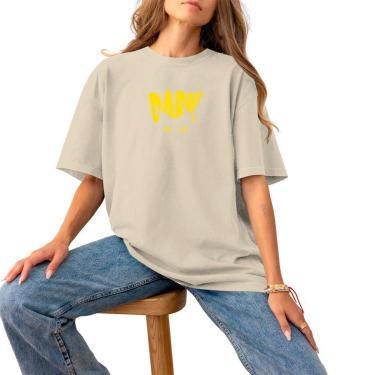 Imagem de Blusa Feminina Plus Size Basica Casual Estampada Algodão 30.1 Confortável Estilo Dark Yellon-Feminino