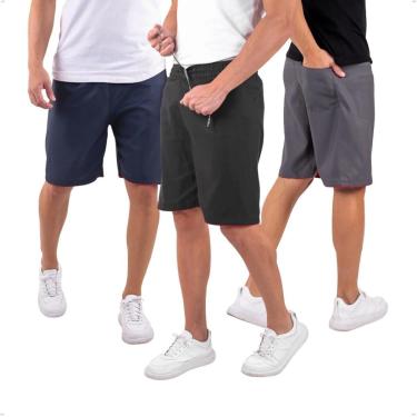 Imagem de Kit 3 Bermuda Tactel Esporte Lisa Masculina Basic-Masculino