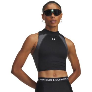 Imagem de Regata de Treino Under Armour HeatGear Rib Feminina, Preto, GG