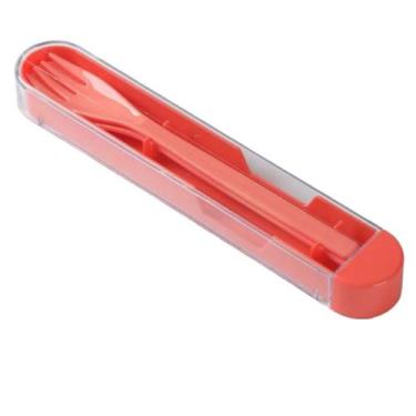 Imagem de Conjunto de talheres de plástico com estojo salmão - MINISO