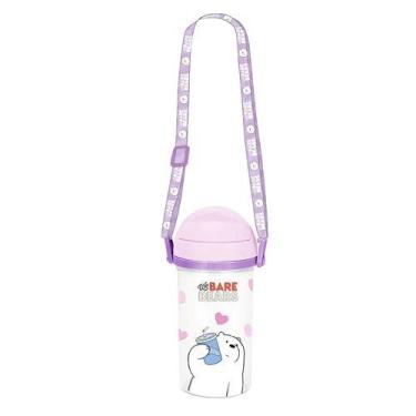 Imagem de Garrafa com alça de ombro e canudo 400 ml urso sem curso polar cor rox