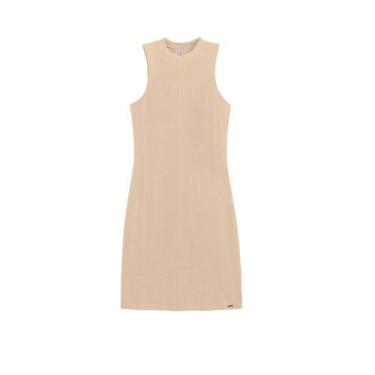 Imagem de Vestido Feminino Canelado Sem Manga Marialicia Ref. 52111, Bege, P