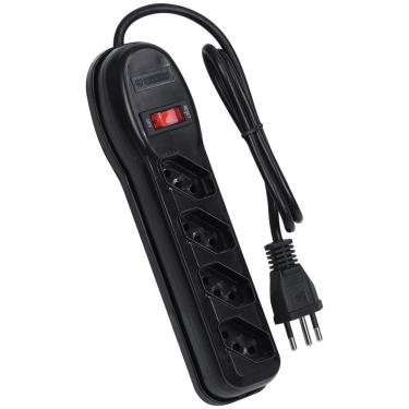 Imagem de Filtro de Linha 4 Tomadas Tripolar 10A Bivolt 127V 220V Pp 0,75mm Cabo 1m Preto Vinik
