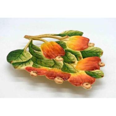 Imagem de Petisqueira Zanatta Cerâmica Caju c/Folhas New Relevo 26x28x3cm - Zana