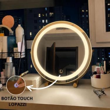 Imagem de Espelho Lopazzi de Mesa para Maquiagem com 3 LED Touch Penteadeira Dec