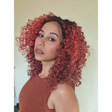 Imagem de Peruca lace front cacheada vermelha fibra futura 40 cm