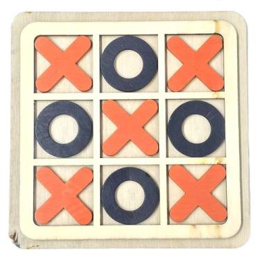 Imagem de Jogo Da Velha Tabuleiro De Madeira Brinquedo Educativo 14x14cm 46g Tin