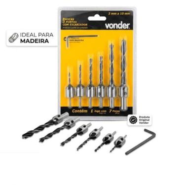Imagem de Vonder Brocas 3 Pontas 3a10mm Escareador 7pç Madeira