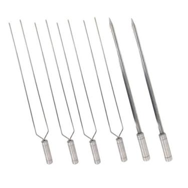 Imagem de 6x Espetos Inox Lâmina 40cm Duplo e Espada P/ Churrasqueira - INOX LAU