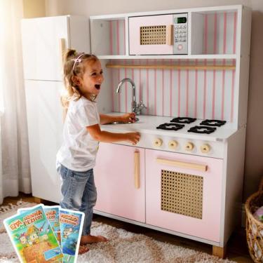 Imagem de Cozinha Infantil Retro com Geladeira Kit Livro Educativo - Eita Casa P