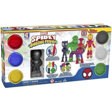 Imagem de Kit de moldes e massinhas spidey e amigos cotiplas - Cotiplás, Preto, 