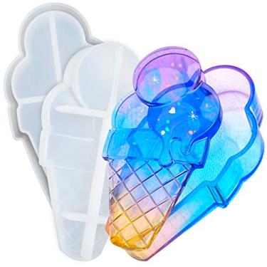 Imagem de Caixa de armazenamento de sorvete, bandeja de silicone de resina epóxi com tampa para cimento de concreto de argila de polímero, recipiente de joias DIY, prato de bugiganga, castiçal, cinzeiro 13,2 x 7,4 cm