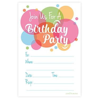 Imagem de Convites de festa de aniversário Happy Dot – Enchimento em estilo (20 unidades) com envelopes