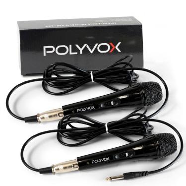 Imagem de 2 Microfones Dinâmicos Profissionais Preto com Fio Polyvox