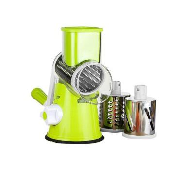 Imagem de Ralador Queijo Manivela Grande Fatiador De Legumes 3 Lâminas