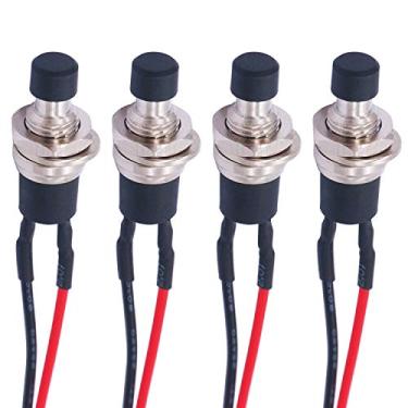 Imagem de Twidec 4 Peças Interruptor De Botão De Travamento 3A 250 V Ac 2 Pinos Spst De Travamento Automático Ligado Desligado Preto Mini Interruptor Fios Pré-Soldados L-Pbs-110-Xbk Preto