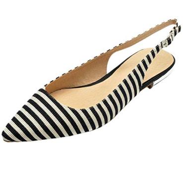 Imagem de A shoe store Sandálias rasteiras femininas sem salto salto alto conforto bico fino, Marfim, 8.5