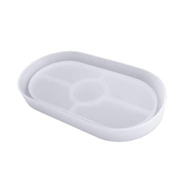 Imagem de Yuwao Molde de bandeja faça você mesmo molde oval de silicone para copos de resina fundição placa de joias para fazer moldes para guardar joias decoração