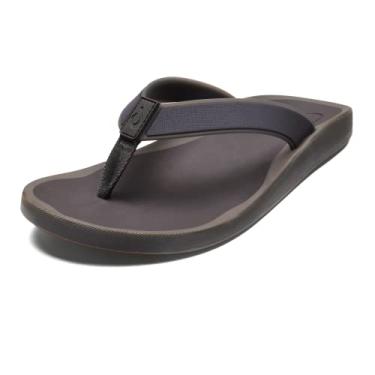 Imagem de OluKai Koko'o Men's Beach Sandals, Quick-Dry Flip-Flop Slides, Water Resistant & Lightweight, Compression Molded Footbed & Ultra-Soft Comfort Fit, Pavement/Pavement, 8