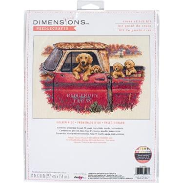 Imagem de Dimensions 70-35405 Golden Ride Dog Counted Cross Stitch, 14 Cnt. Ivory Aida, 35,5 x 25,4 cm