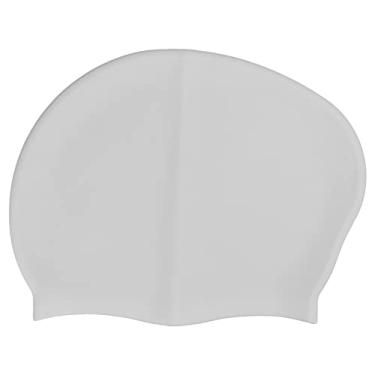 Imagem de Protetor de cabeça de natação de silicone para adultos, protetor de orelha para cabelo, branco