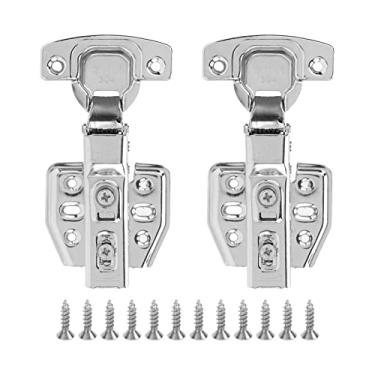 Imagem de Dobradiças de armário, 2 peças dobradiças de abertura 105-110° Dobradiças de abertura de buffer amortecimento dobradiças de porta de guarda-roupa para gavetas e janelas dobradiças de armário (meia tampa curvada (fixa))