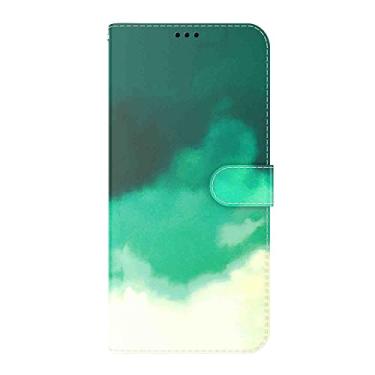 Imagem de SHOYAO Capa de telefone carteira capa fólio para Samsung Galaxy Quantum 2 A82 5G, capa fina de couro PU premium, suporte de visualização horizontal, correspondência exata, verde