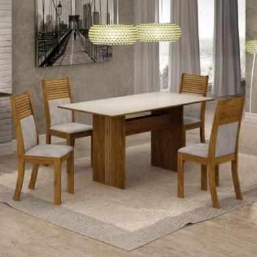 Imagem de Mesa De Jantar Com 4 Cadeiras Florença 1.20 Tampo De Vidro - Leifer