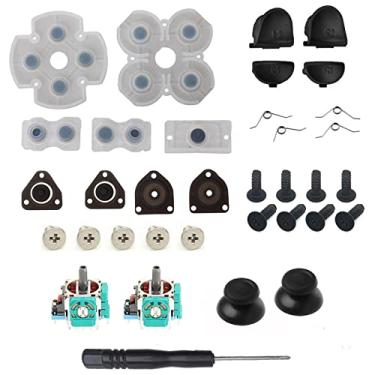 Imagem de Onyehn L1 R1 L2 R2 molas de gatilho botões de peças de reposição, joysticks analógicos 3D kit de chave de fenda de borracha condutora para controle PlayStation 4 PS4 (JDS-001)