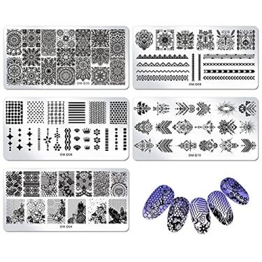 Imagem de WOKOTO Placas de estampagem para kit de arte de unhas com carimbo e raspador conjunto de renda mandala flor animal modelos de imagem design selo ferramentas kit