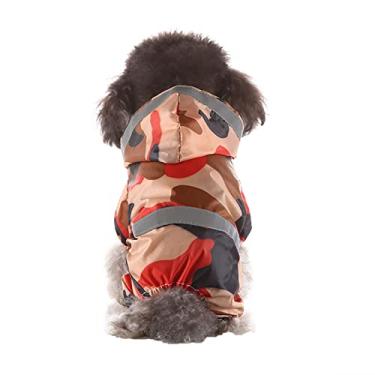 Imagem de Capa de chuva impermeável com capuz para cães pequenos médios ao ar livre jaqueta de chuva leve para filhote de cachorro à prova de vento poncho forrado de malha, laranja, GG (peito: 54cm)